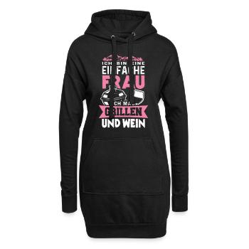 Ich bin eine einfache Frau Grillen und Wein - Hoodie-Kleid - Schwarz - Vorne