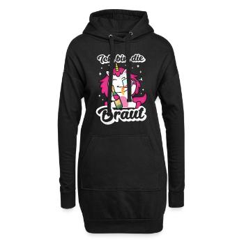 Braut Einhorn JGA Hochzeit Junggesellenabschied - Hoodie-Kleid - Schwarz - Vorne