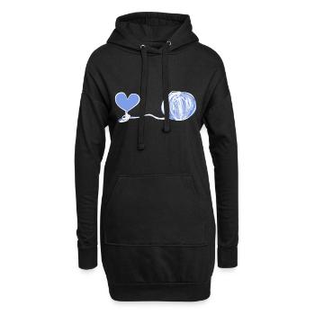Symbole du cœur laine ligne rose amour - Sweat-shirt à capuche long Femme - noir - Devant