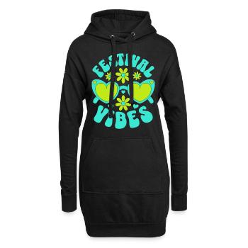 Festival Vibes - Hoodie-Kleid - Schwarz - Vorne