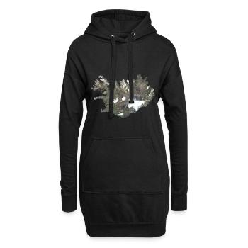 Island Karte Low Poly Stil - Hoodie-Kleid - Schwarz - Vorne