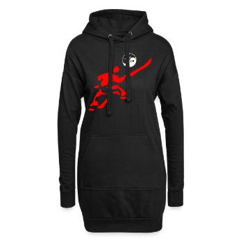 Shaolin Figur mit Hellebarde und Taijitu/ Yin-Yang - Hoodie-Kleid - Schwarz - Vorne