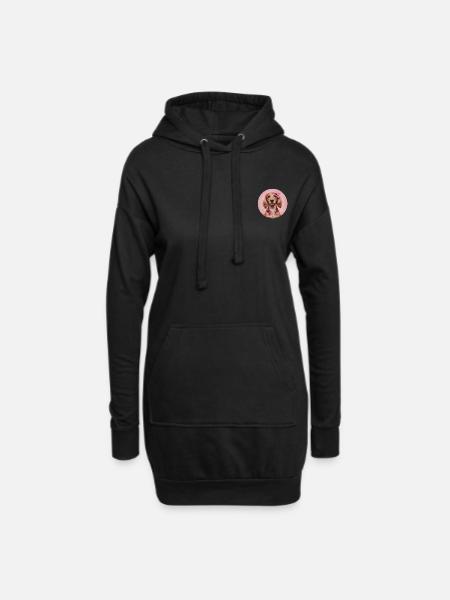 Teckel rose - Sweat-shirt à capuche long Femme - noir