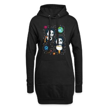 Weltraumkatzen - Hoodie-Kleid - Schwarz - Vorne
