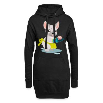 Süße Bulldogge Kuchen Welpe Puppy Mops Geschenk - Hoodie-Kleid - Schwarz - Vorne
