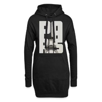 Paris Eiffelturm - Hoodie-Kleid - Schwarz - Vorne