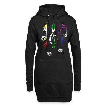 Clef triple note musique - Sweat-shirt à capuche long Femme - noir - Devant