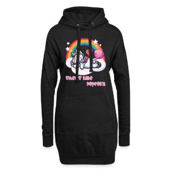 Licorne péter - sent le pop-corn - Sweat-shirt à capuche long Femme - noir - Devant