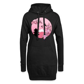Sakura Cherry Blosseom Pink - Sweat-shirt à capuche long Femme - noir - Devant