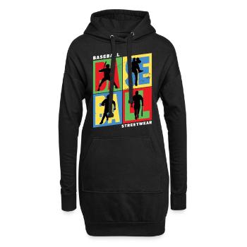 Baseball Baseballspieler USA Sport Vintage Retro - Hoodie-Kleid - Schwarz - Vorne