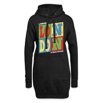 London England UK Stadt Bunt Skyline Heimat - Hoodie-Kleid - Schwarz - Vorne
