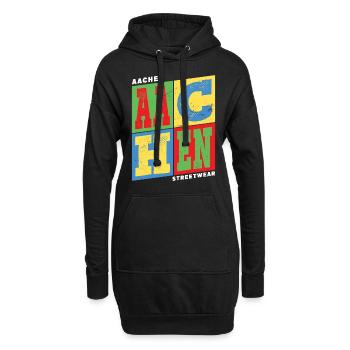 Aachen Deutschland Stadt Bunt Skyline Heimat - Hoodie-Kleid - Schwarz - Vorne