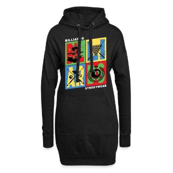 Billard Pool Snooker Queue Kugeln Vintage Retro - Hoodie-Kleid - Schwarz - Vorne