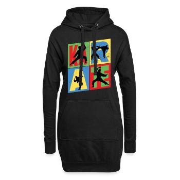 Karaté, Karatéka, arts martiaux, Combats, Sports - Sweat-shirt à capuche long Femme - noir - Devant