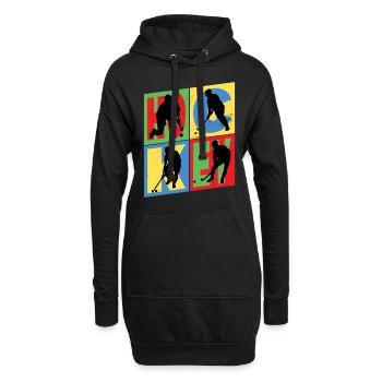 Hockey sur gazon Joueur de hockey Sports Fan Vintage Retro - Sweat-shirt à capuche long Femme - noir - Devant