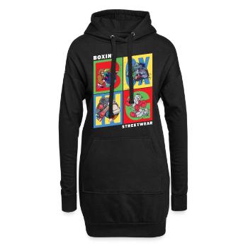 Boxen Boxer Boxkampf Sport Tiere Cartoon Comic - Hoodie-Kleid - Schwarz - Vorne