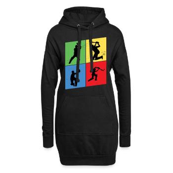Cricket Cricketspieler Schlagmann Sport Vintage - Hoodie-Kleid - Schwarz - Vorne