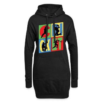 Cricket Cricketspieler Schlagmann Sport Vintage - Hoodie-Kleid - Schwarz - Vorne