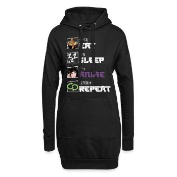 Manger Sommeil Anime Répéter - Sweat-shirt à capuche long Femme - noir - Devant