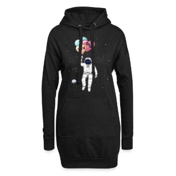 Astronaut, Ich liebe dich, Herz Ballons - Hoodie-Kleid - Schwarz - Vorne