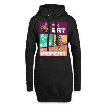 Manger Sommeil Anime Répéter - Sweat-shirt à capuche long Femme - noir - Devant