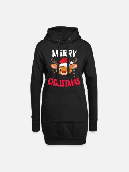 Funny Reindeer Xmas Family Merry Christmas - Hoodie-Kleid - Schwarz