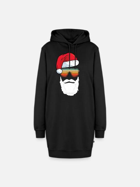 Santa Face Retro Sunglasses Christmas Xmas - Hoodie-Kleid - Schwarz