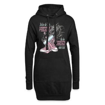 Frau - Prinzessen die den Drachen selber tötet - Hoodie-Kleid - Schwarz - Vorne