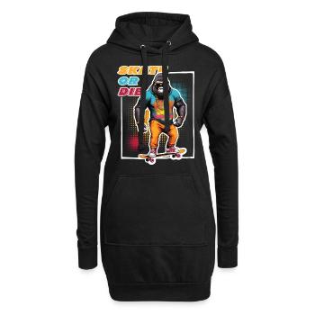 Skater Gorilla mit Sonnenbrille & Spruch - Hoodie-Kleid - Schwarz - Vorne