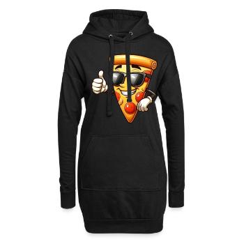 Pizza drôle avec motif de lunettes de soleil - Sweat-shirt à capuche long Femme - noir - Devant