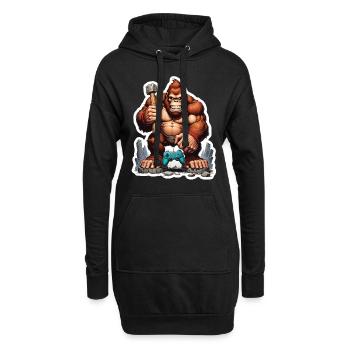 Retro Gamer Gorilla mit Controller Konsolenspiele - Hoodie-Kleid - Schwarz - Vorne