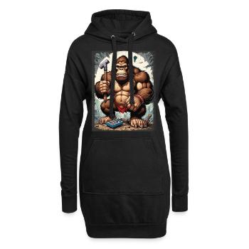 Retro Gamer Gorilla mit Controller Konsolenspiele - Hoodie-Kleid - Schwarz - Vorne