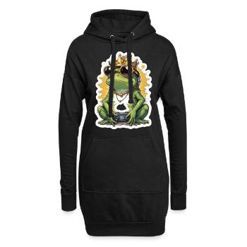 Retro Gamer Frog avec manette Jeux de console - Sweat-shirt à capuche long Femme - noir - Devant