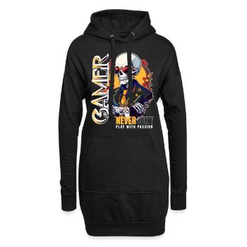 Le dicton des joueurs joue avec passion - Sweat-shirt à capuche long Femme - noir - Devant