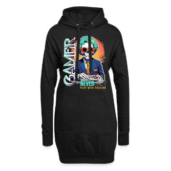 Le dicton des joueurs joue avec passion - Sweat-shirt à capuche long Femme - noir - Devant