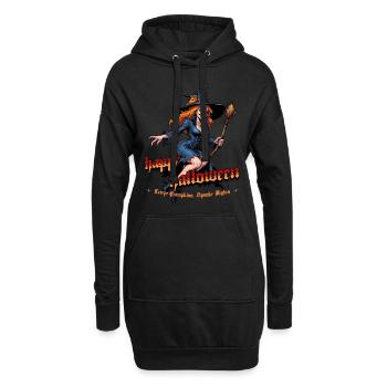 Halloween Hexe Mit Kürbis Illustration - Hoodie-Kleid - Schwarz - Vorne
