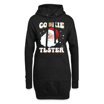 Weihnachtlicher Cookie Tester Spaß mit Santa - Hoodie-Kleid - Schwarz - Vorne