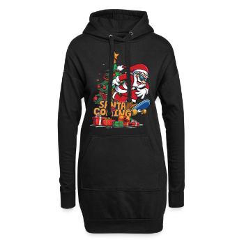 S’amuser à faire du skateboard avec le Père Noël - Sweat-shirt à capuche long Femme - noir - Devant