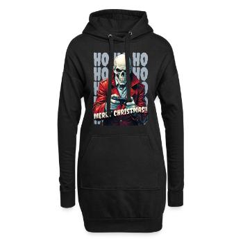 Fröhliche Weihnachten Gamer Totenkopf Stil - Hoodie-Kleid - Schwarz - Vorne