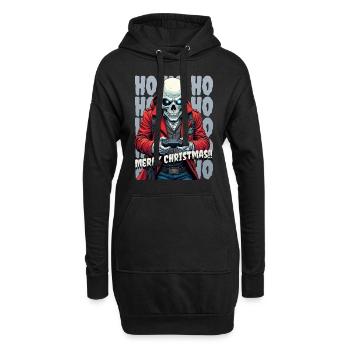 Fröhliche Weihnachten Gamer Totenkopf Stil - Hoodie-Kleid - Schwarz - Vorne