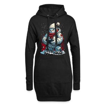 Méchant Noël Gamer Bonhomme de neige Joyeux Noël - Sweat-shirt à capuche long Femme - noir - Devant