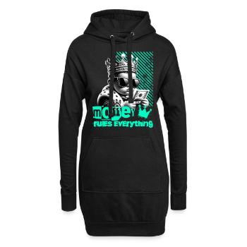Money Rules Everything Mit Coolem Babykönig - Hoodie-Kleid - Schwarz - Vorne