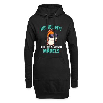Pas le temps, je dois aller chez mes filles - poisson - Sweat-shirt à capuche long Femme - noir - Devant