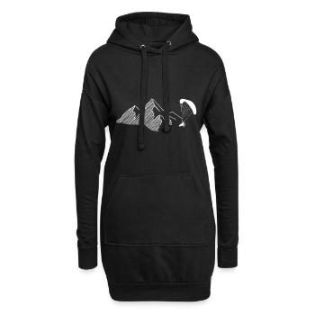 Berg - Gleitschirmfliegen - (7) - Hoodie-Kleid - Schwarz - Vorne