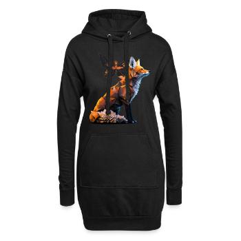 Renard Papillon Animaux Cadeau Art Animal Motif - Sweat-shirt à capuche long Femme - noir - Devant