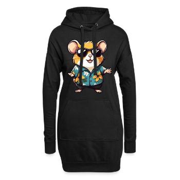 Hamster Lustig Sommer - Hoodie-Kleid - Schwarz - Vorne
