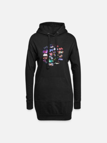 Nudibranch Scuba Diving design - Hoodie Dress - black