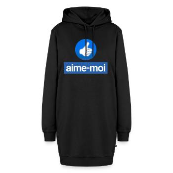 Aime-moi (lâche un pouce bleu !) - Sweat-shirt à capuche long Femme - noir - Devant