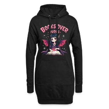 Frau liebt es, Halloween-Bücher zu lesen - Hoodie-Kleid - Schwarz - Vorne