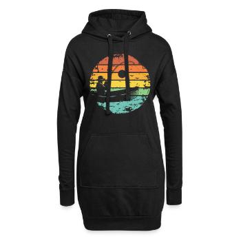 Angeln Fischer Boot Retro Sonnenuntergang - Hoodie-Kleid - Schwarz - Vorne